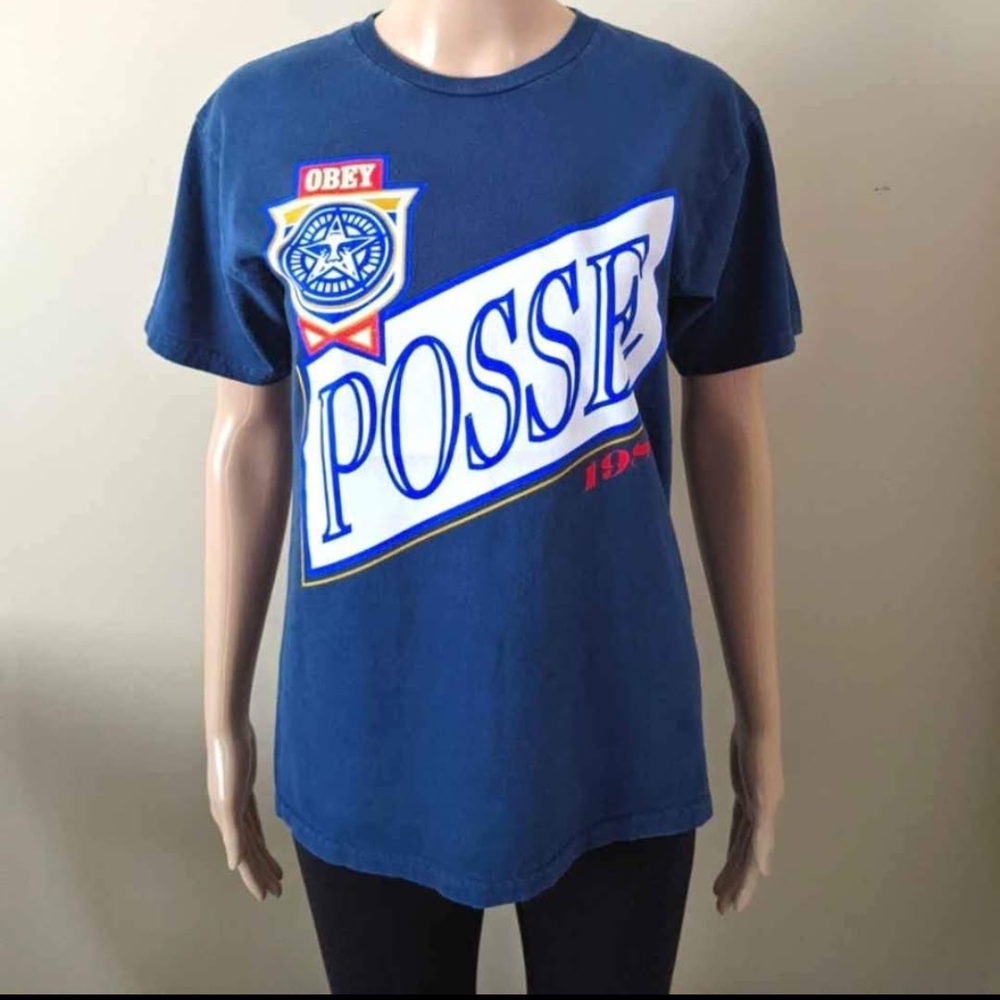Vintage Obey Blue Graphic T-Shirt, Men's Small